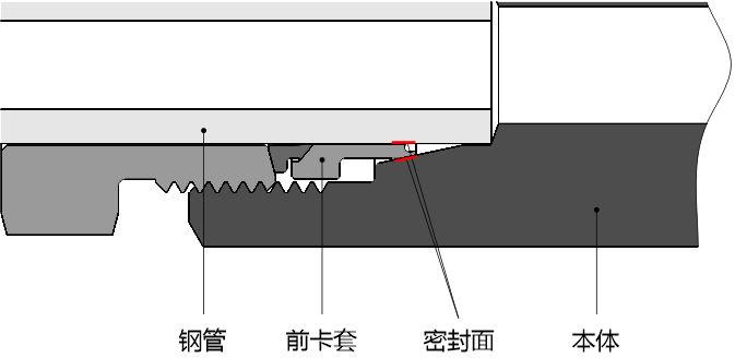 飞托克 20D 系列双卡套接头密封示意图