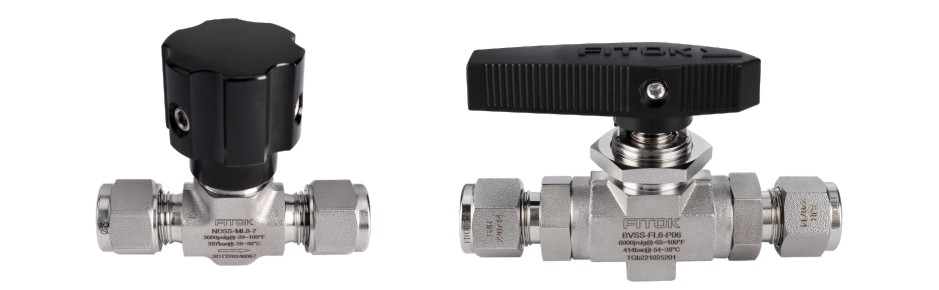 飞托克ND系列针阀(左)和BV系列球阀(右)